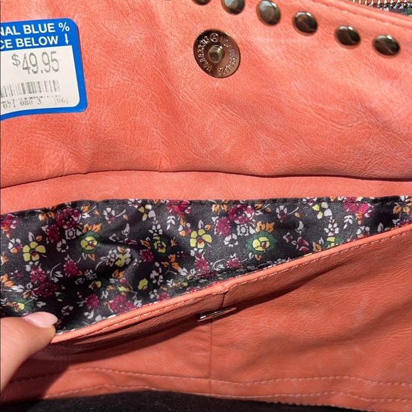 Urban Expressions Coral Crossbody Bag with Gold Accents - Picture 3 of 9